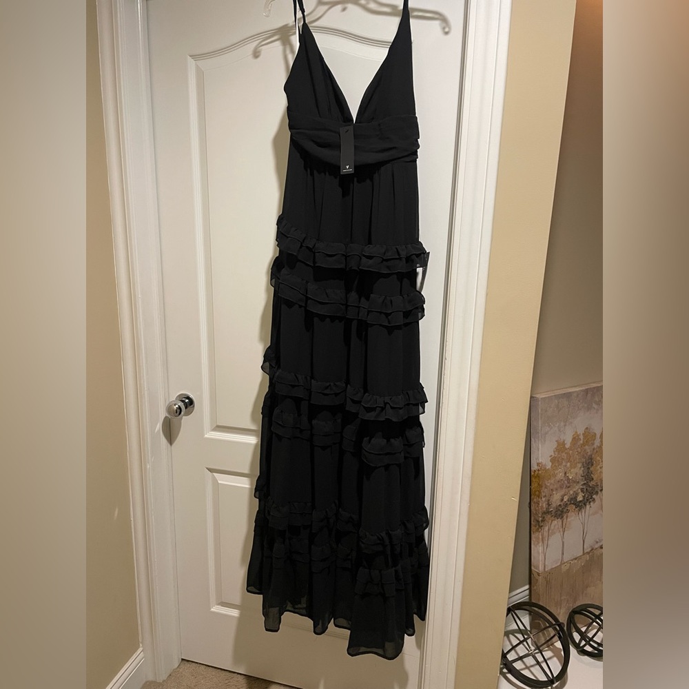 Lulus Elegant Black Tiered Ruffled Maxi Dress